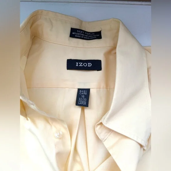 Izod‎ Men's Dress Shirt Silky Poplin Easy Care L 16 32/33 - Picture 8 of 9